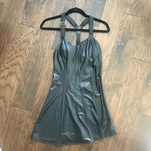 Pleather Suspender Back Dress